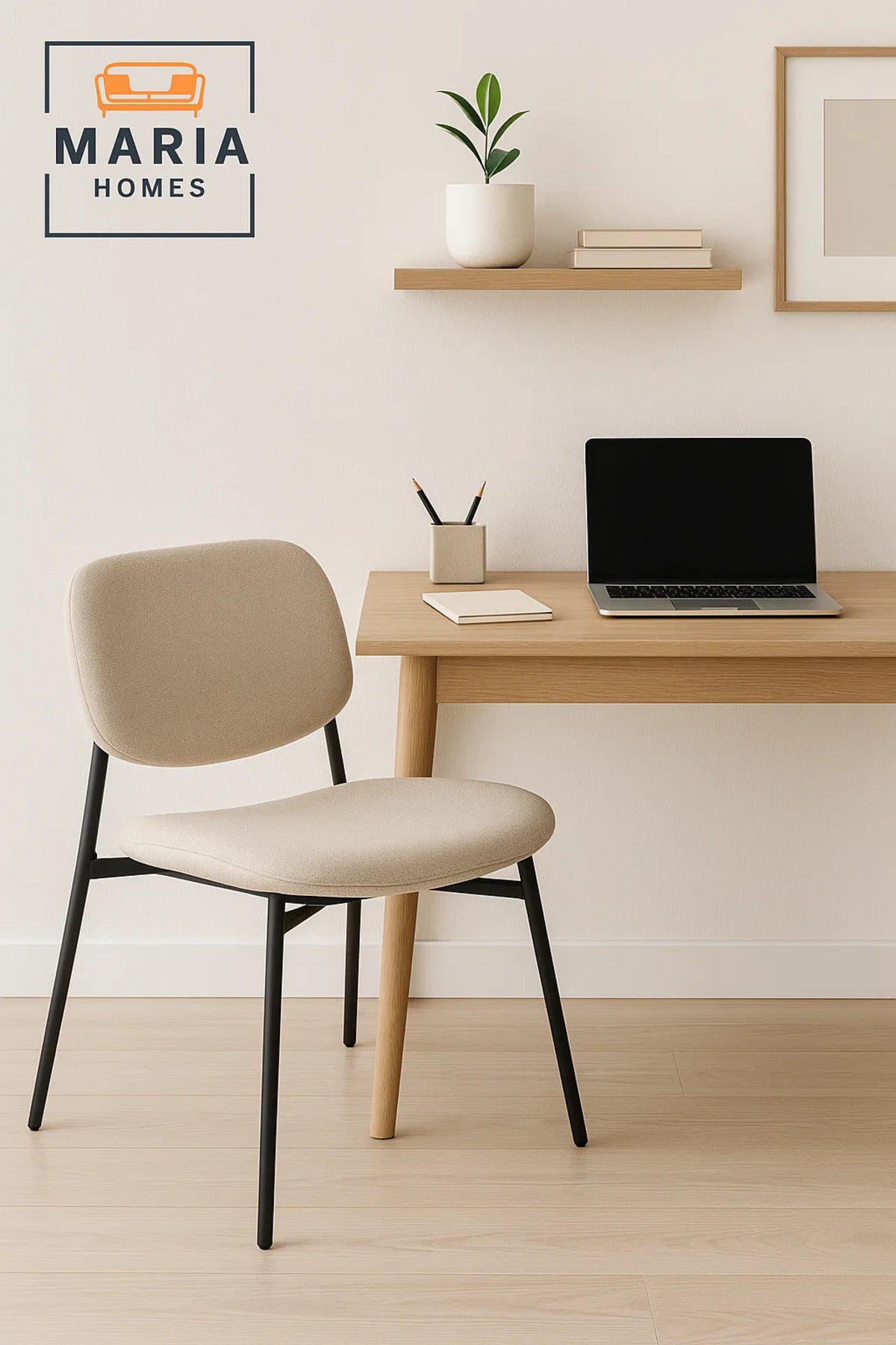 Modern Cream Lounge Chair with Black Metal Legs