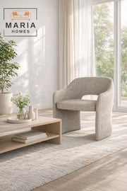 Beige Dining Chair Ð Modern Upholstered Chair with Curved Design
