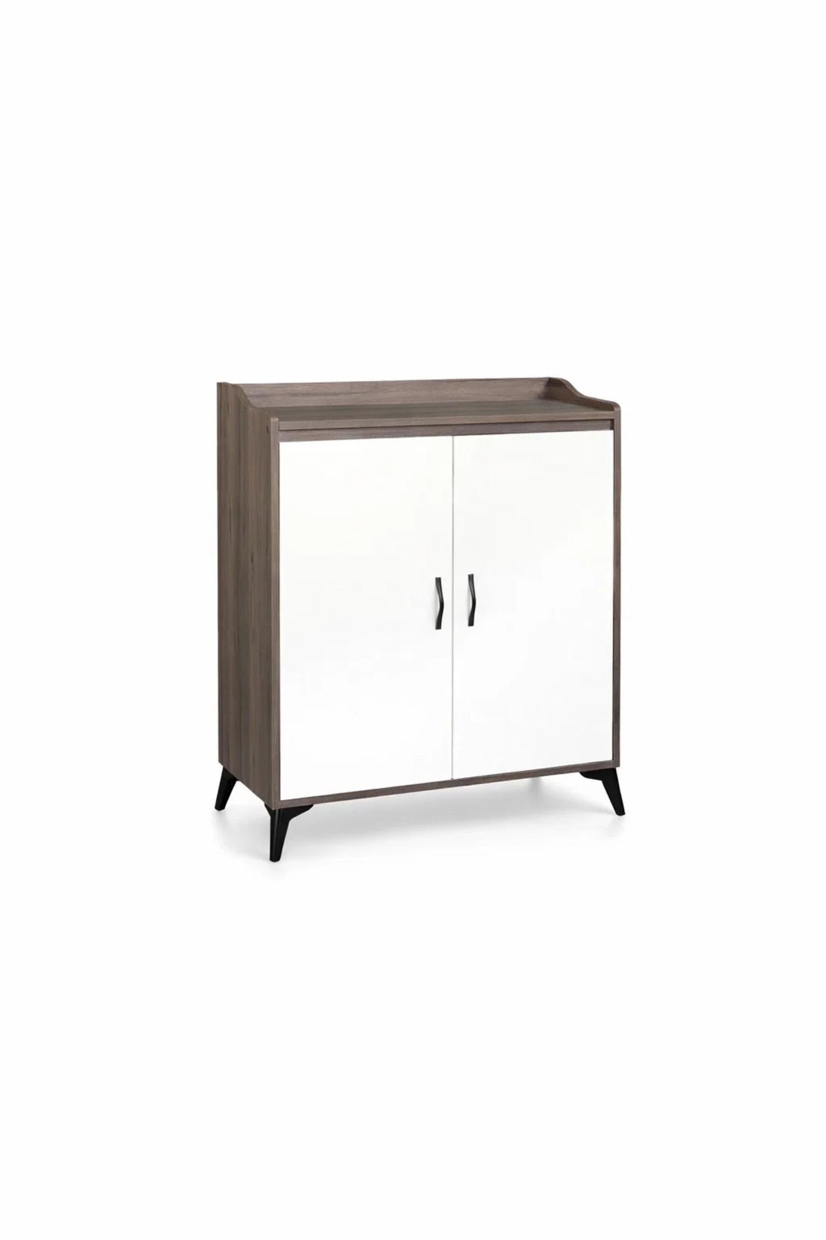 Modern Brown and White Shoe Cabinet Two Door Storage Organizer for Entryway Hallway 80x35x95cm