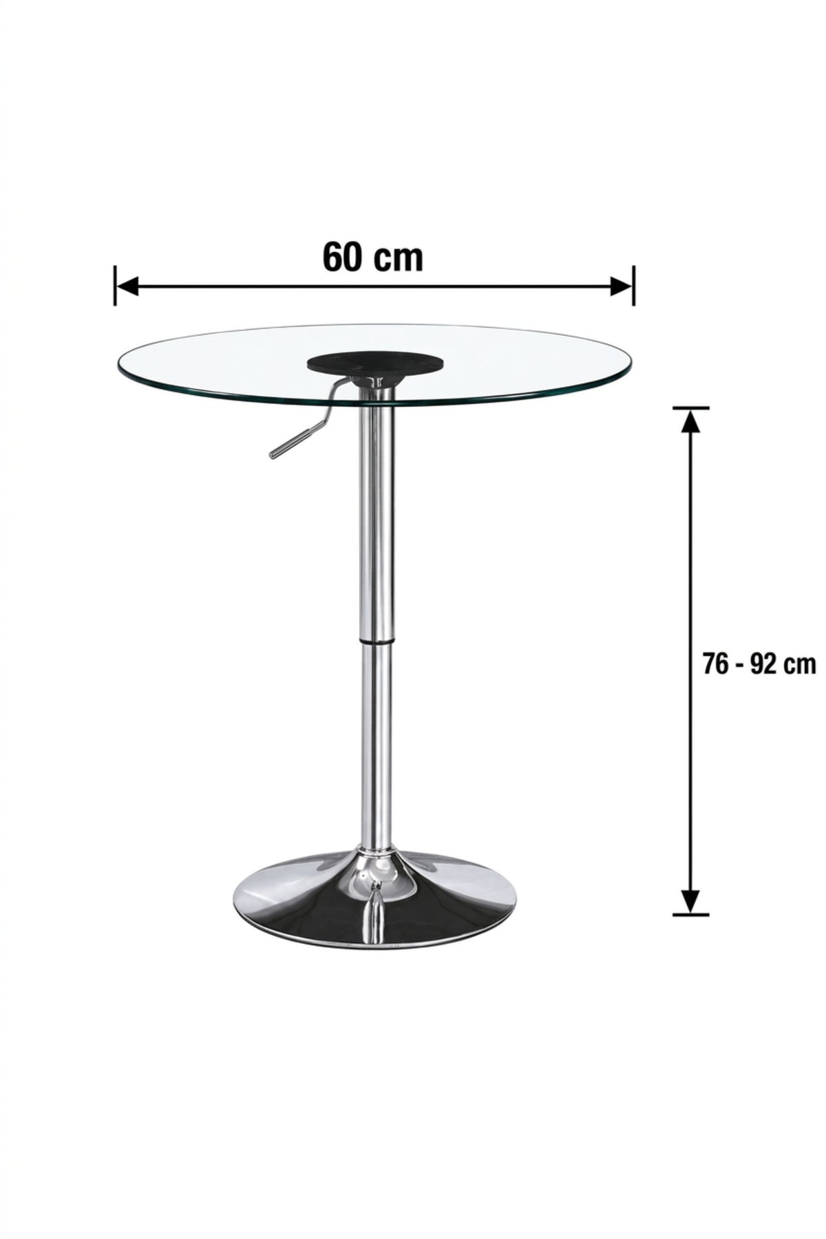 Modern Round Bar Table Glass Top Bistro Table Caf≈Ω High Table with Chrome Pedestal Base