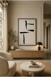 Modern Minimalist Abstract Wall Art Ð Black and White Textured Framed Artwork for Contemporary Living Room, Office & Bedroom DŽcor
