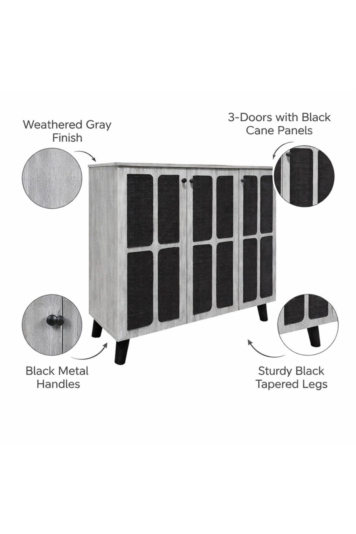 Modern Grey.B Sideboard Cabinet with Textured Doors & Storage