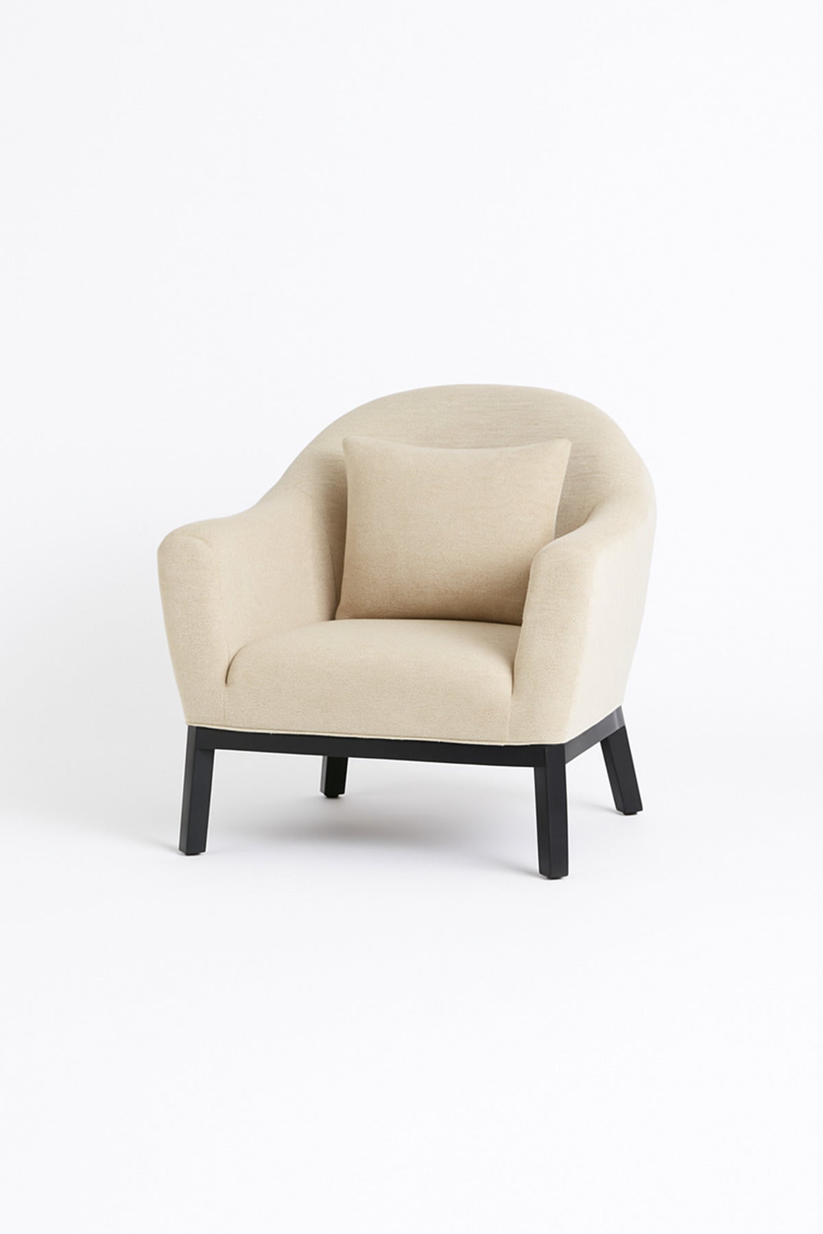 Beige Fabric Armchair Ð Modern Single Seater Lounge Chair with Cushion for Living Room & Office