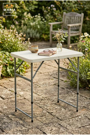 Portable Folding Table with Carry Handle and Adjustable Metal Legs, Compact Multipurpose Table for Camping, Picnic, Garden, Events and Indoor Use