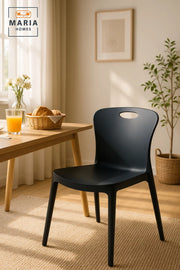Black Plastic ChairModern Lightweight Armless Chair with Back Handle Cutout for Indoor & Outdoor Use
