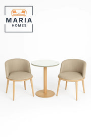 Modern Cafe Lounge Set √ê 2 Upholstered Armchairs with Round Glass-Top Table