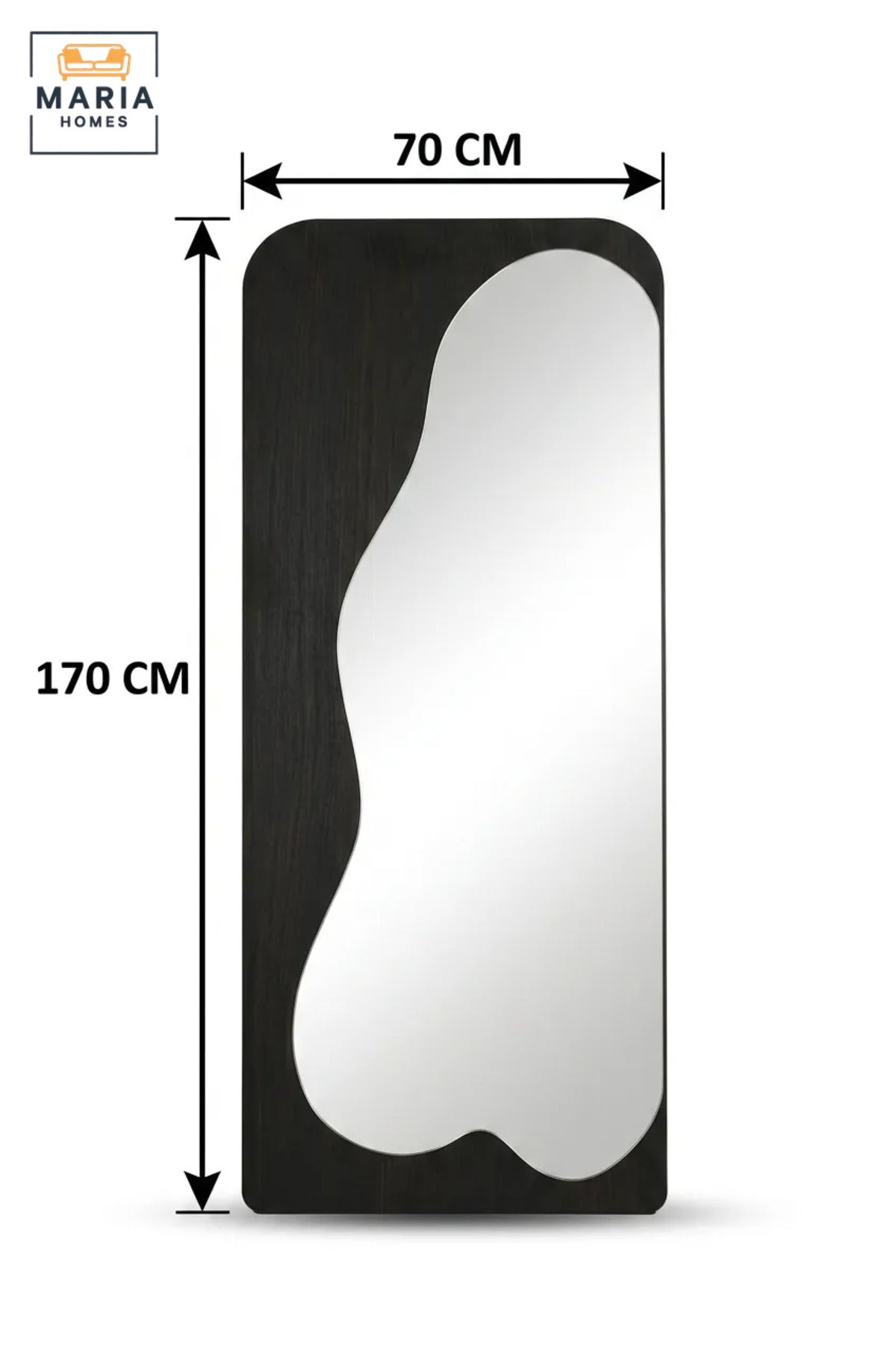 Modern Full Length Floor Mirror with Organic Shaped Design and Freestanding Wooden Frame for Bedroom, Dressing Room, Entryway, Salon and Boutique