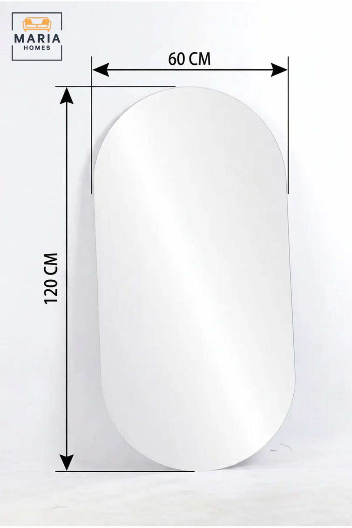 Frameless Irregular Wall Mirror 120 × 60 cm with Soft Curved Shape, Modern Decorative Mirror for Bathroom, Bedroom, Dressing Room, Hallway and Vanity
