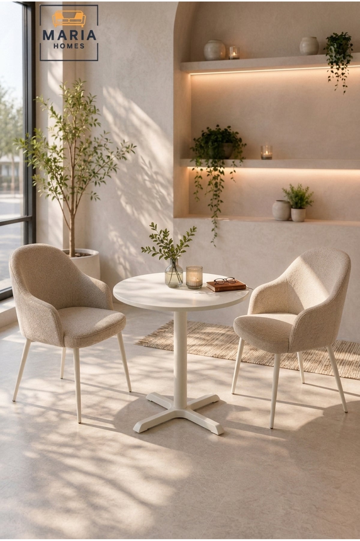 Modern Round Café Table Pedestal Dining Table Bistro Table for Coffee Shop Restaurant White