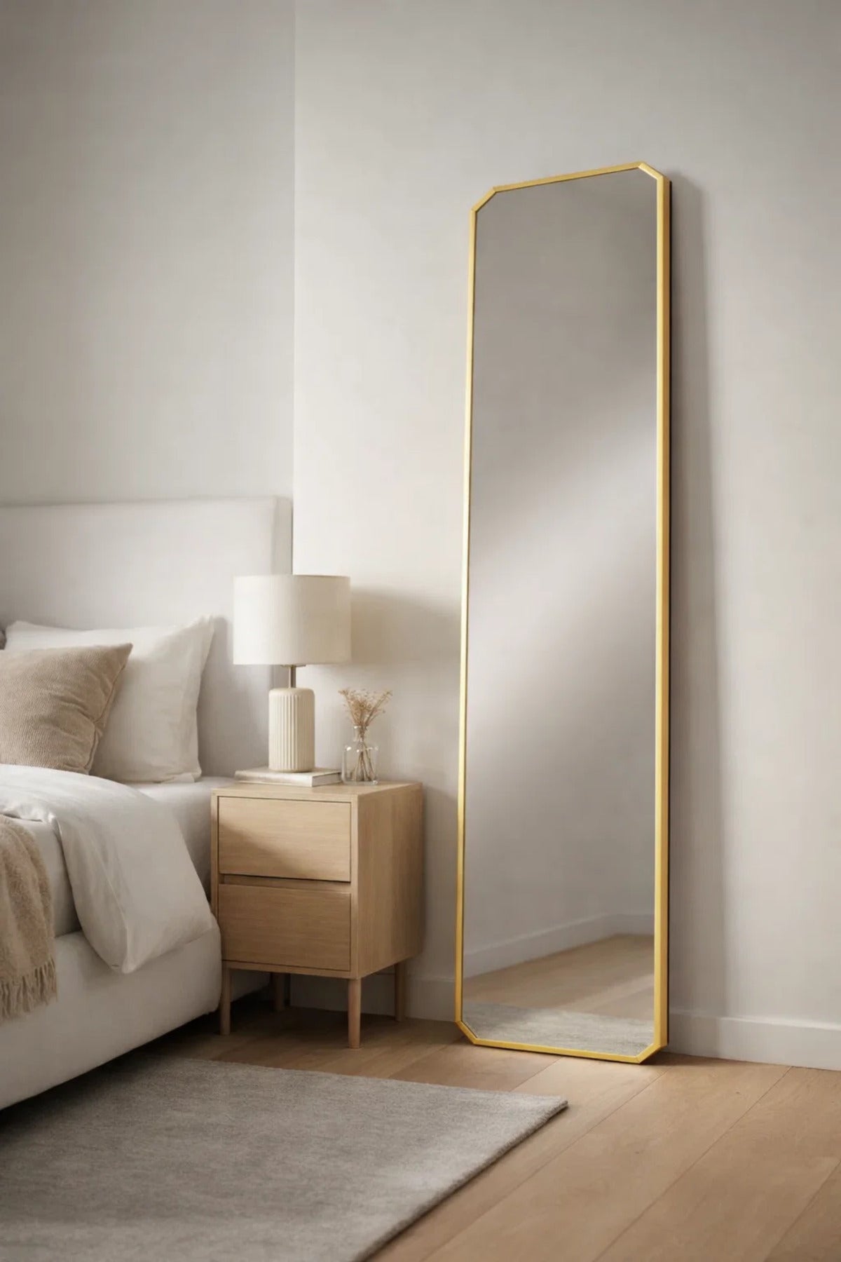 Gold Aluminum Full Length Standing Mirror 160x40cm Shatterproof Modern Bedroom Dressing Room Decor