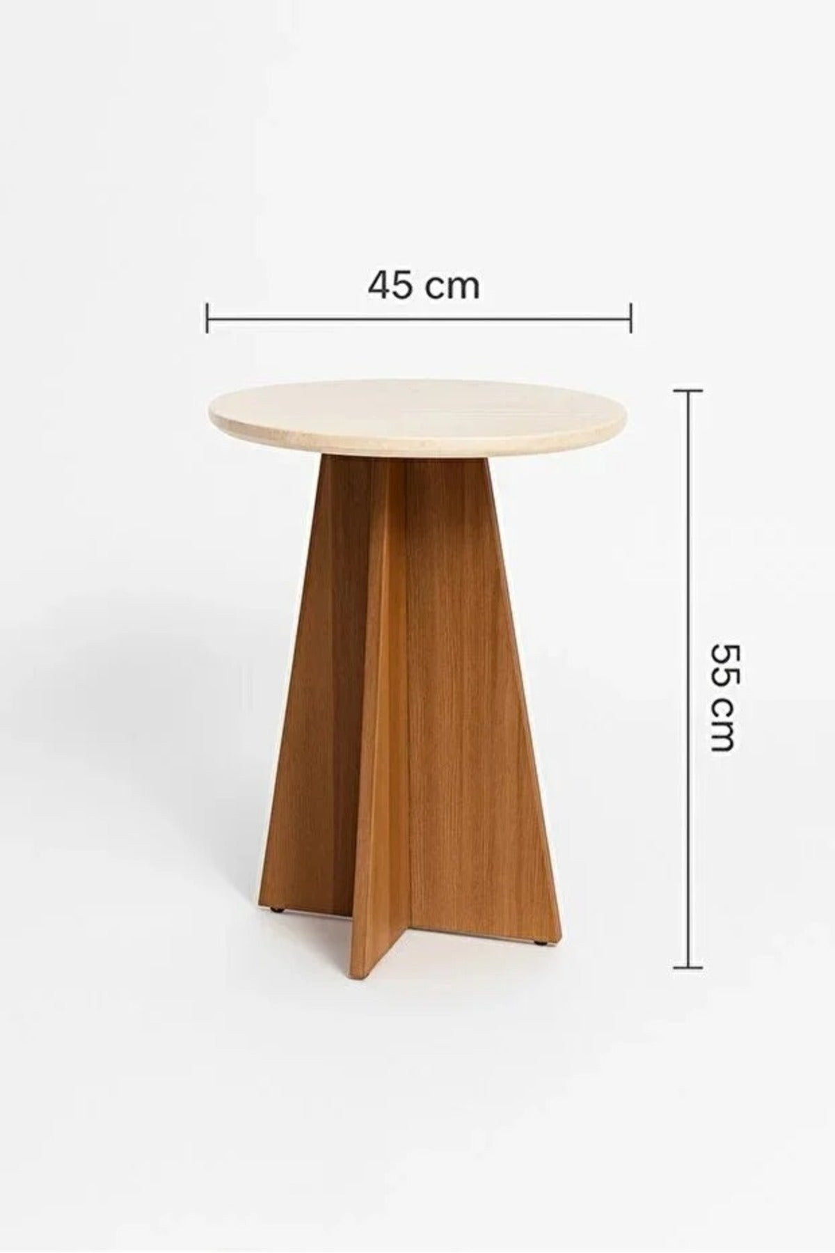 Round side table with a black wooden base Ð a distinctive modern table 45x55 cm