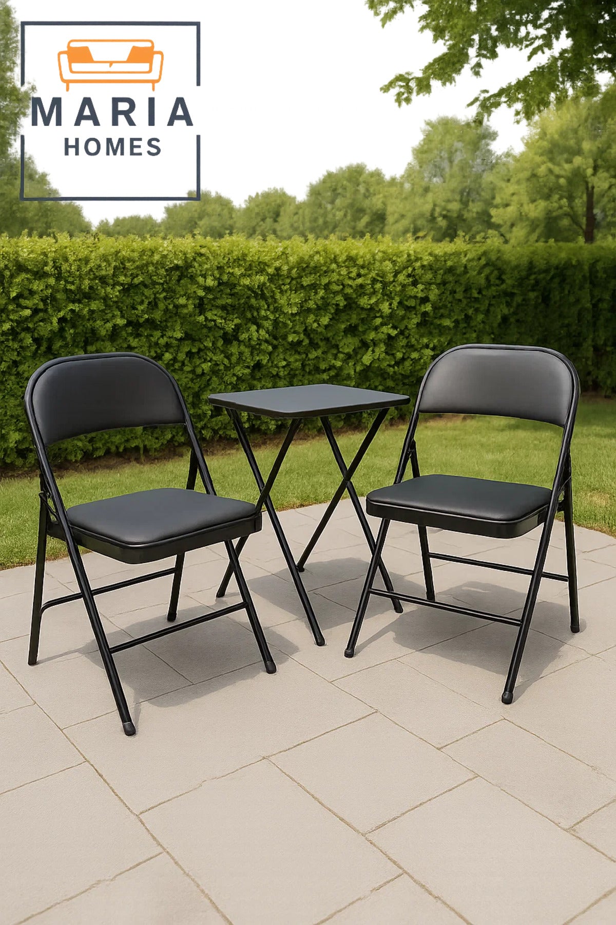 Black Folding Chair with Padded Seat Ð Comfortable & Durable Metal Frame Seating