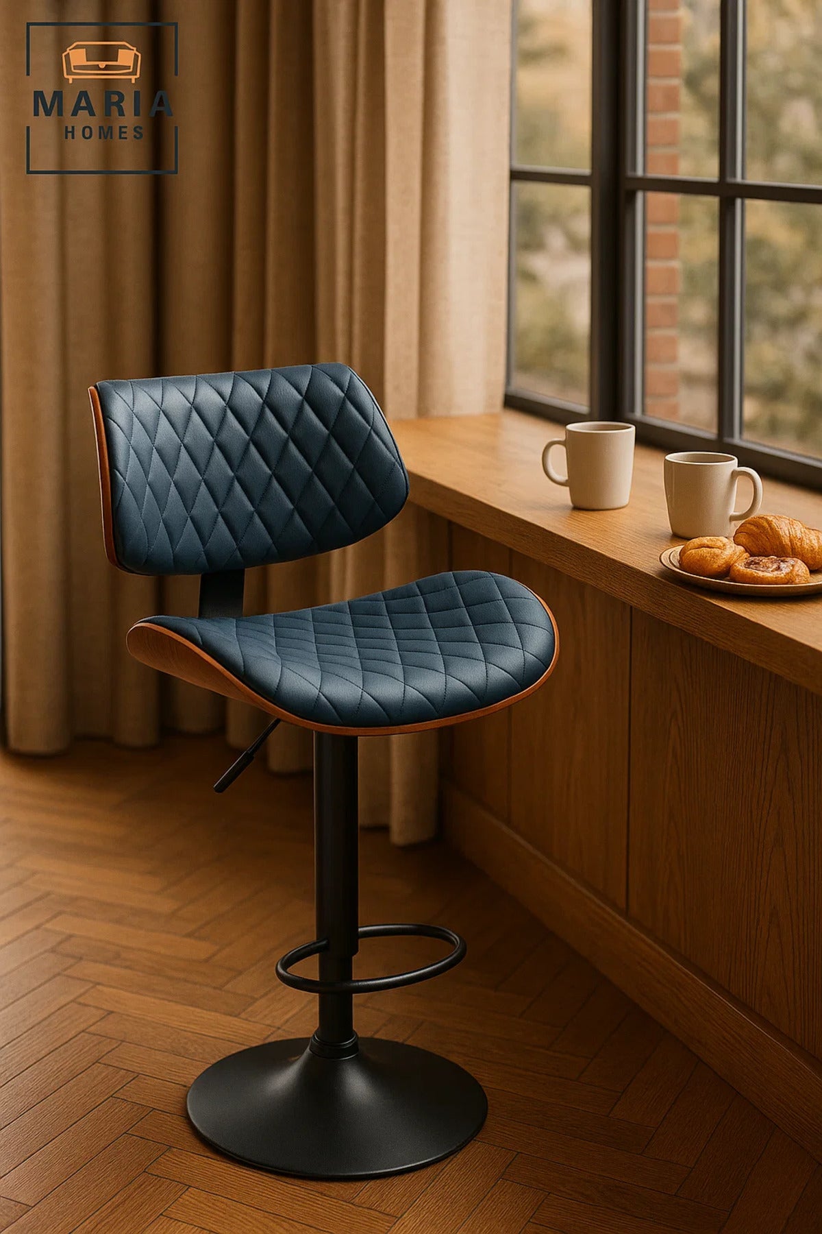 Modern Adjustable Bar Stool Chair for Kitchen Island & Home Bar √ê Swivel, Padded, Stylish Comfort