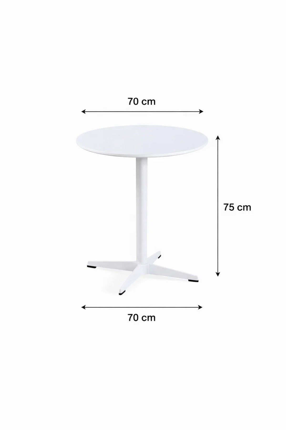 White Round Bistro Table 70cm Wooden Top Metal Leg for Modern Kitchen Office Cafe Interiors