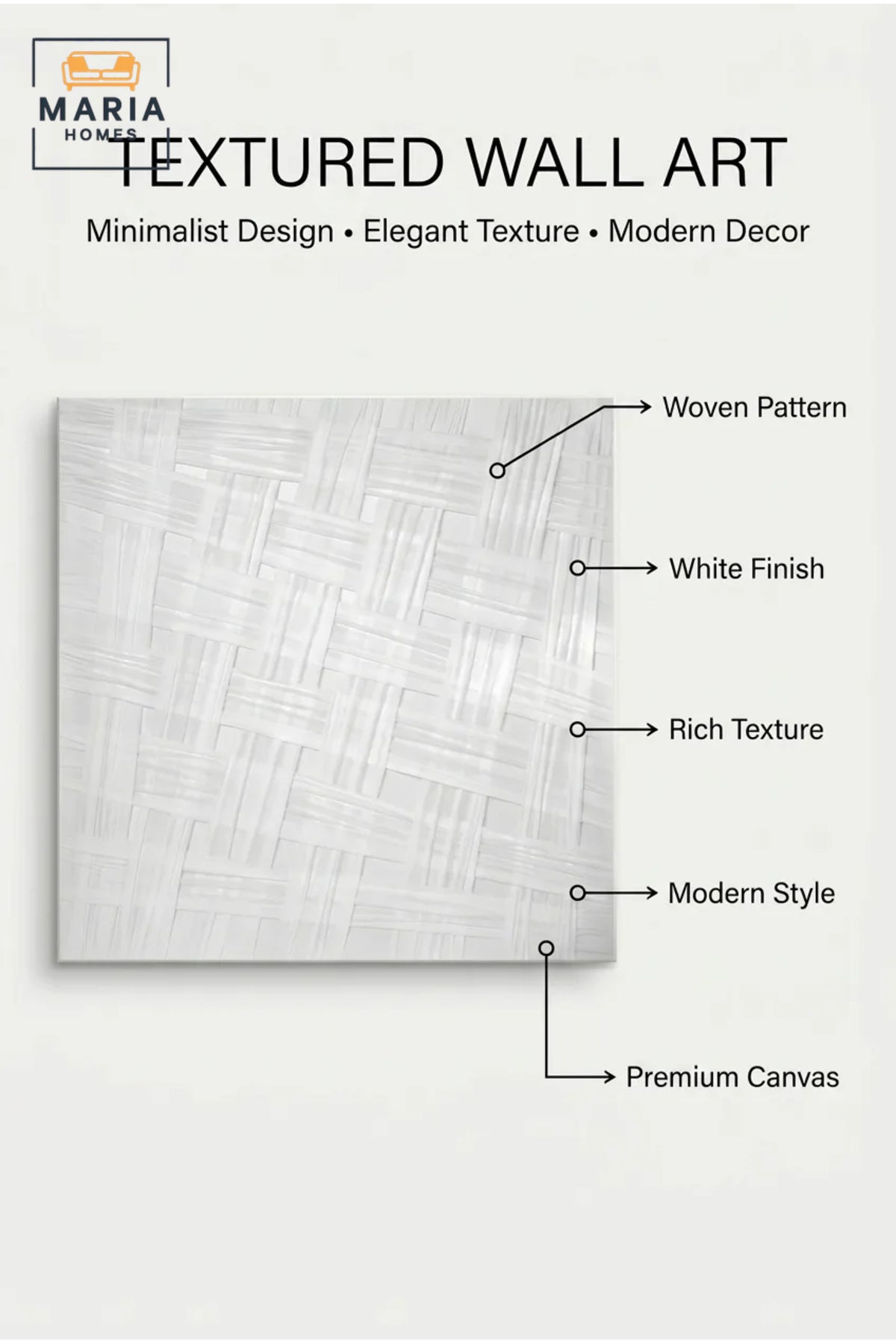 White Woven Textured Wall Art √ê Modern Basket Weave Decorative Panel