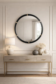 Modern Round Wall Mirror with Black Frame for Living Room & Bathroom