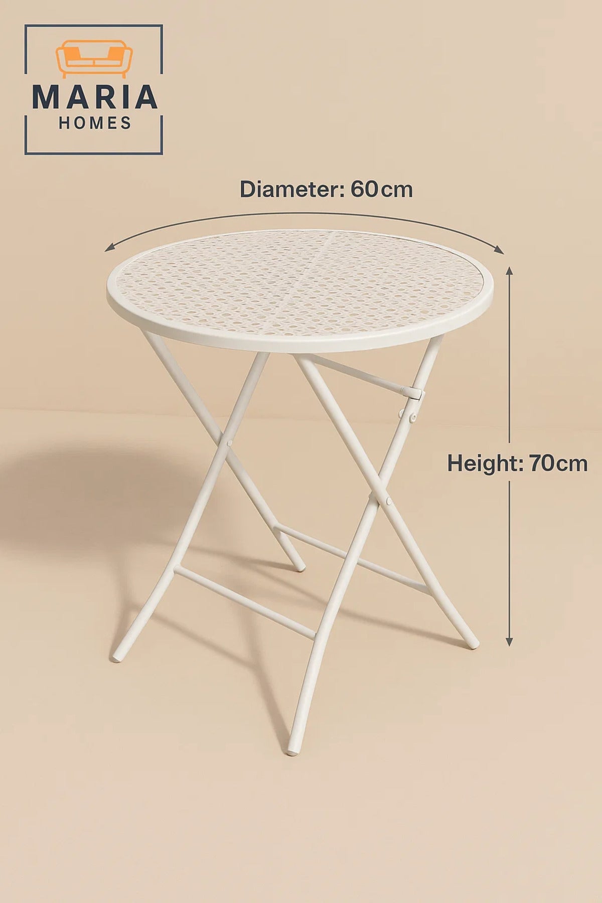 White Metal Folding Round Outdoor Table