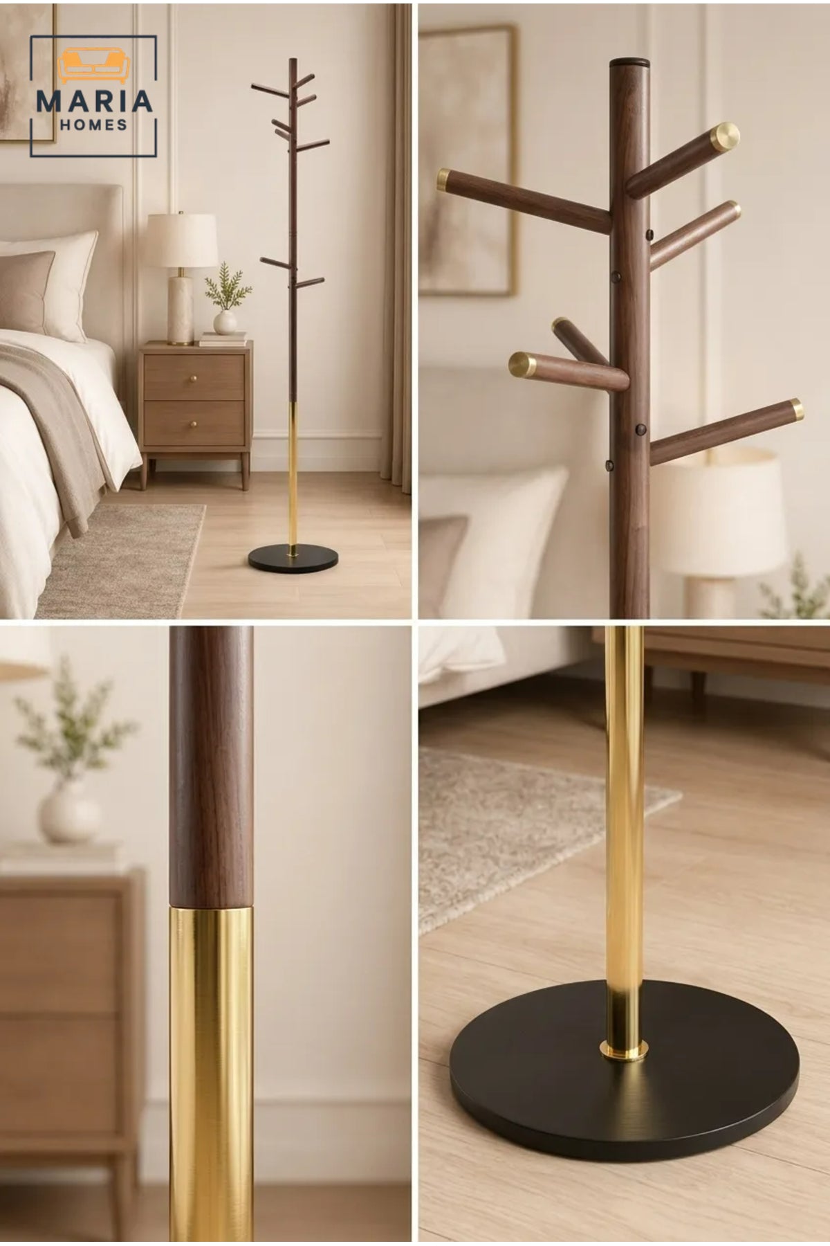 Modern Freestanding Coat Rack with Metal Base √ê Contemporary Clothes Stand, Jacket Hanger & Entryway Organizer