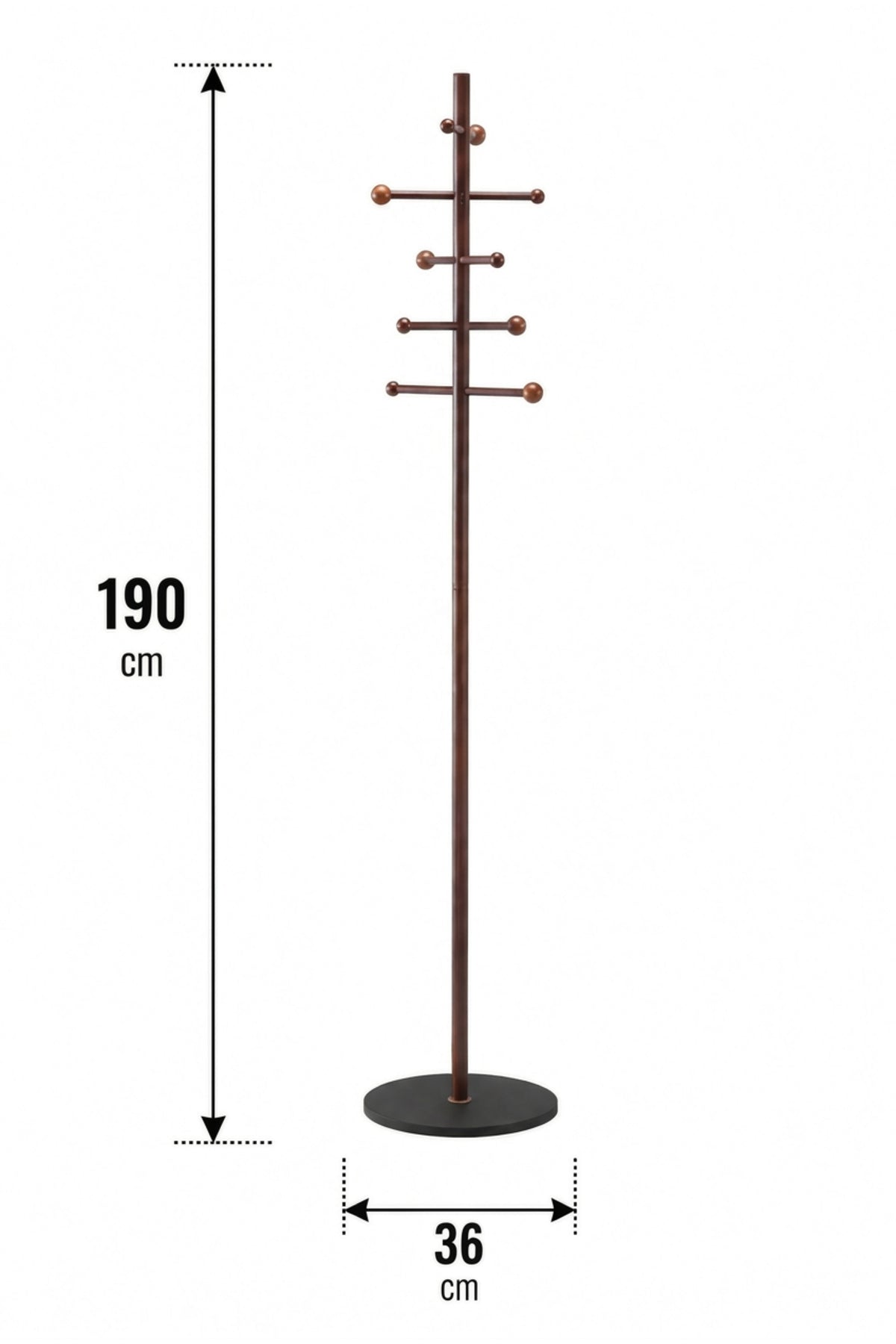 Modern Brown Coat Rack with Black Base √ê Freestanding Clothes Stand, Entryway Organizer & Multi-Hook Coat Tree