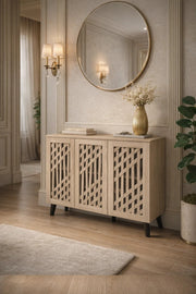 Premium Wooden Shoe Storage Cabinet with Breathable Lattice Doors for Modern Hallway Home Decor