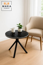 Round Black Marble Dining Table √ê Modern Caf≈Ω, Restaurant, Office & Home Metal Furniture 60_60_60 cm