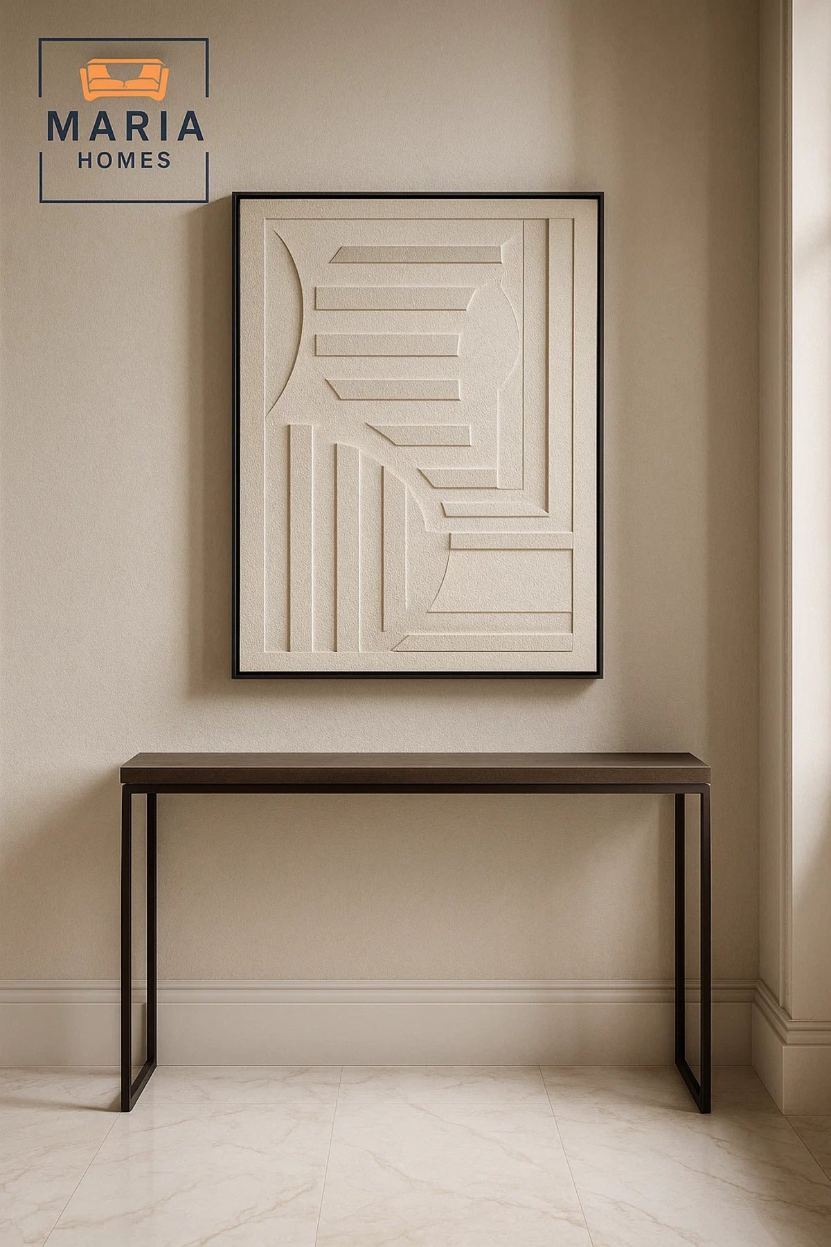 Modern 3D Wall Art Ð Beige Geometric Decorative Panel with Textured Shapes 120_80 cm