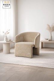 Modern Upholstered Lounge Chair Beige Comfortable Accent Armchair