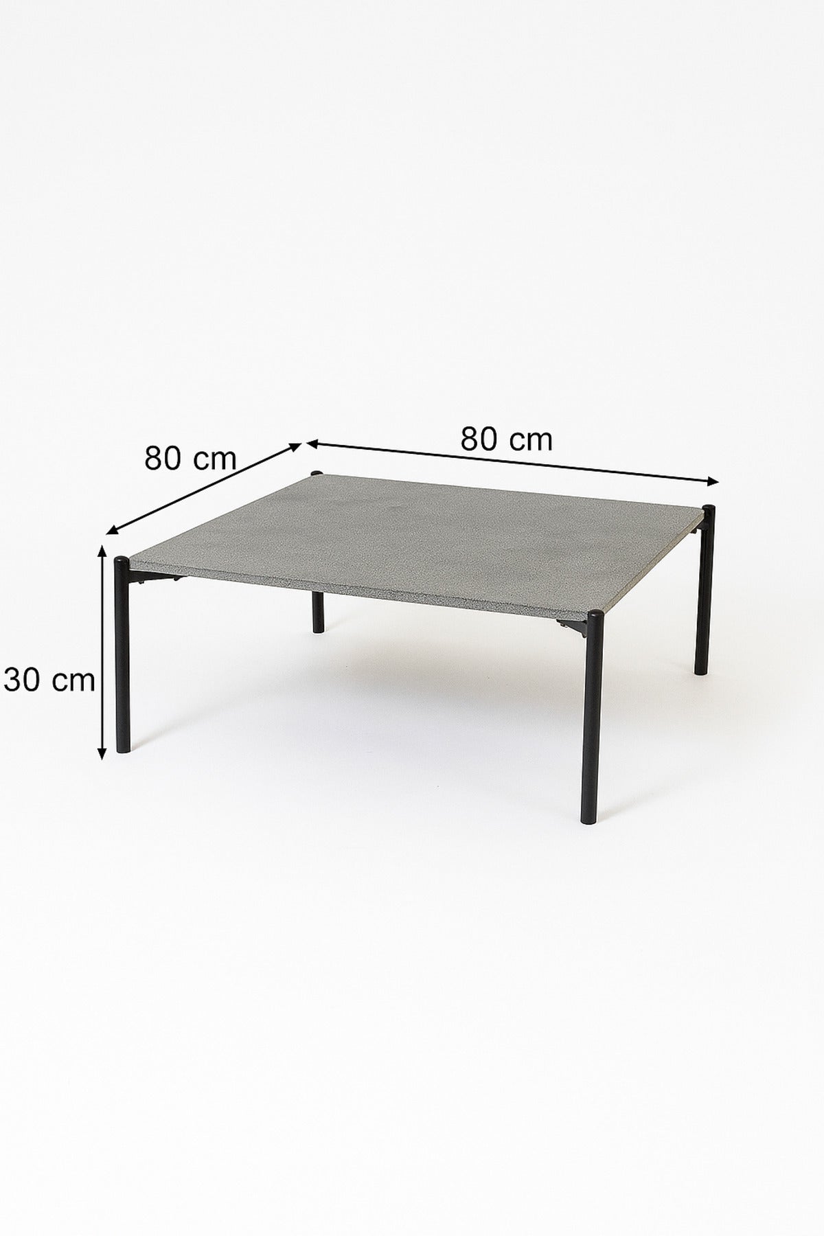 Modern Gray Square Coffee Table with Black Metal Legs Ð Minimalist Center Table 80_80_30 cm