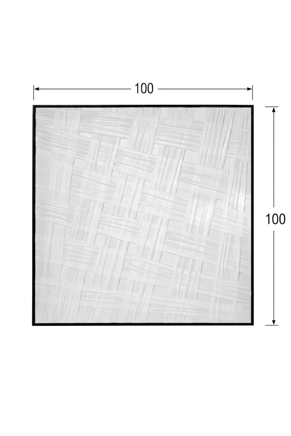 White Woven Texture Wall Art with Black Frame √ê Modern Abstract Minimalist Decorative Panel