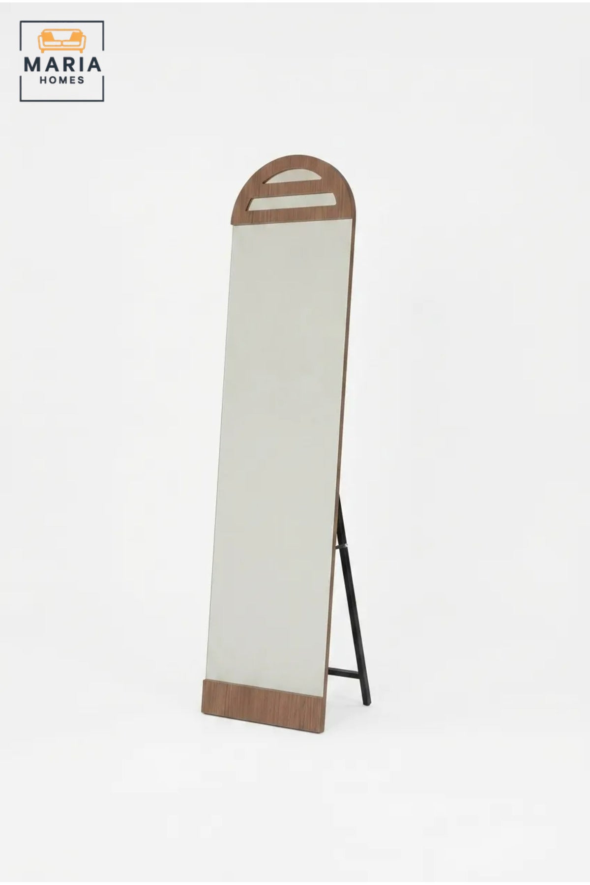 Modern Full Length Floor Mirror with Arched Wooden Frame and Freestanding Support, Dressing Mirror for Bedroom, Entryway, Wardrobe, Salon and Boutique