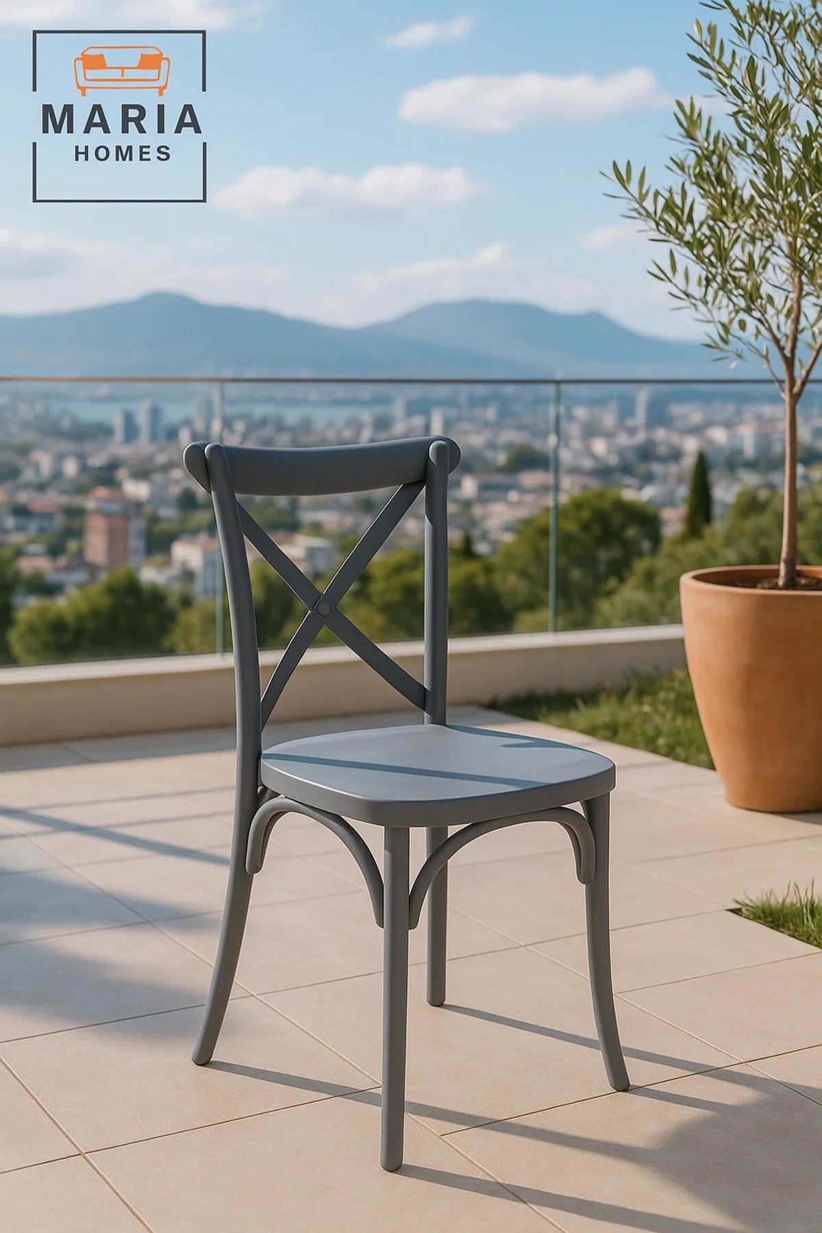 Gray Cross Back Dining Chair Ð Durable Plastic Chair for Kitchen, CafŽ, Garden or Event Seating