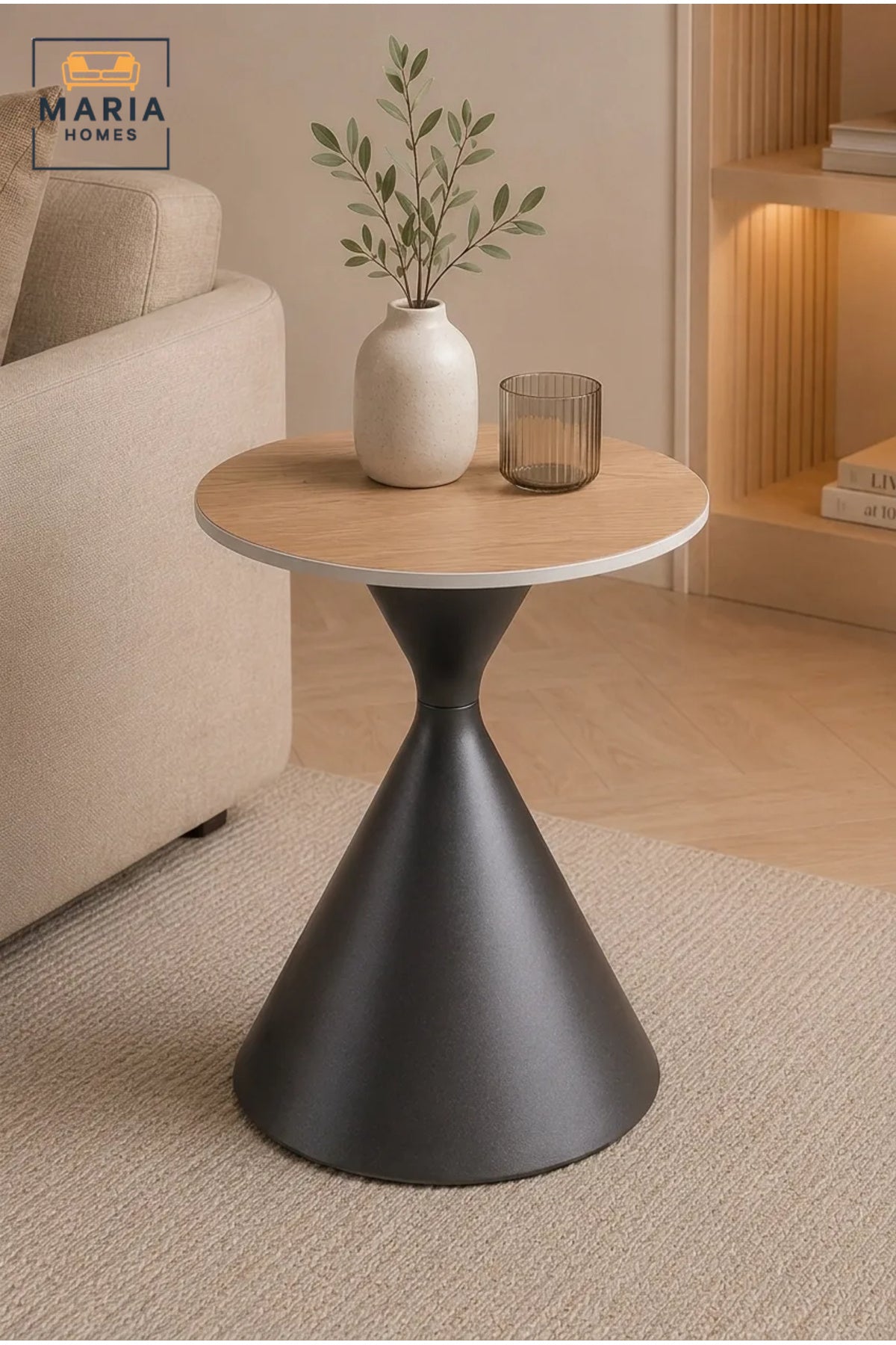 Modern Round Caf≈Ω Table √ê Wood Grain Top with Black Pedestal Base, Contemporary Bistro Table for Dining Room, Kitchen, Caf≈Ω & Restaurant