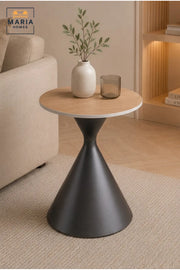 Modern Round Caf≈Ω Table √ê Wood Grain Top with Black Pedestal Base, Contemporary Bistro Table for Dining Room, Kitchen, Caf≈Ω & Restaurant