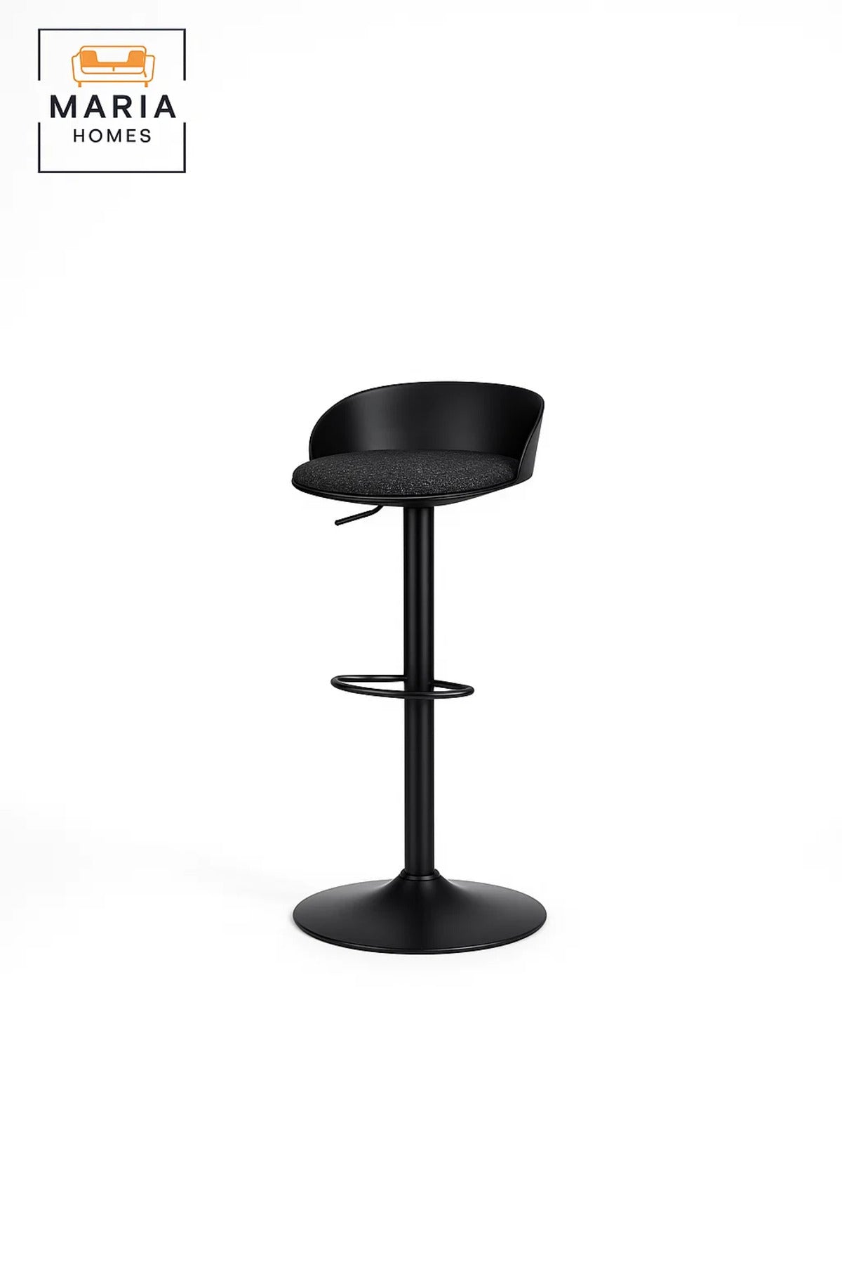 Modern Adjustable Bar Stool Black High Chair with Footrest