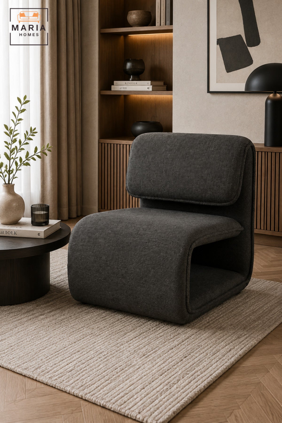 Modern Upholstered Accent Chair with Curved Sled Base & Padded Backrest | Contemporary Lounge Chair for Living Room, Bedroom, Office & Reception