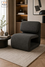 Modern Upholstered Accent Chair with Curved Sled Base & Padded Backrest | Contemporary Lounge Chair for Living Room, Bedroom, Office & Reception