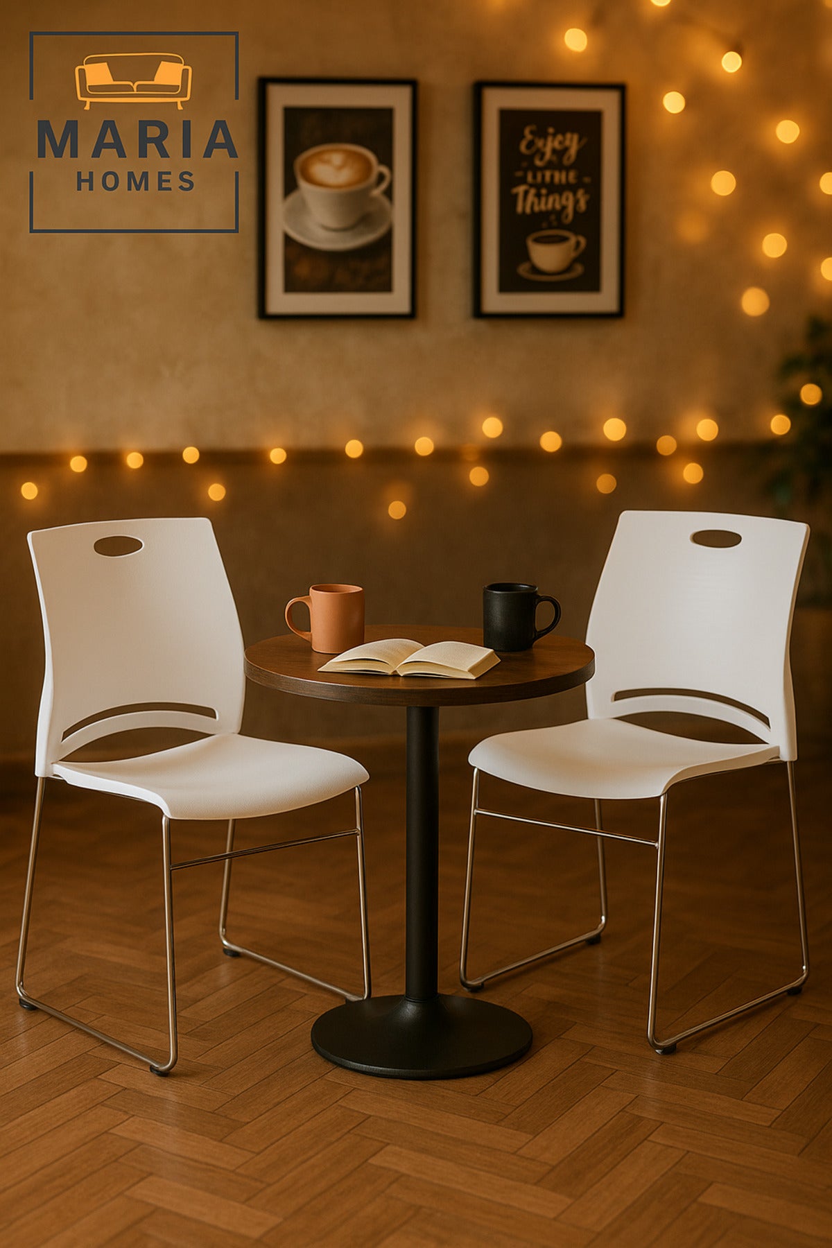 White Stackable Plastic Chair with Chrome Legs Ð Modern Office & Dining Seating