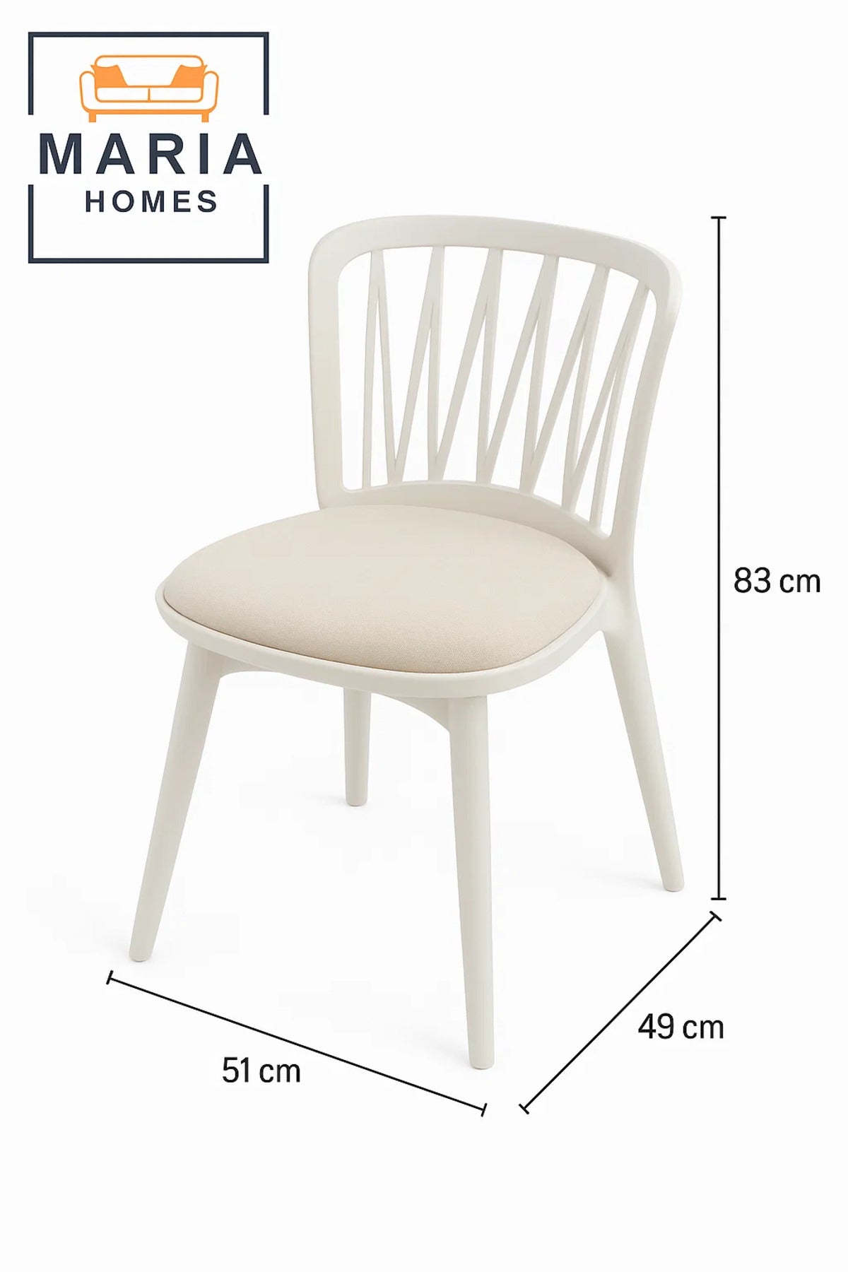 White Backrest Chair with Cream Padded Seat Ð Modern Plastic Dining Chair