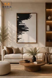 Modern Abstract Wooden Wall Art Panel with Natural Wood Frame 120x80cm