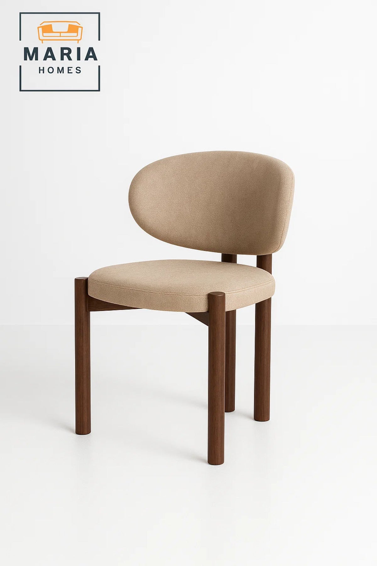 Modern Beige Accent Chair Ð Upholstered Lounge Chair with Walnut Base