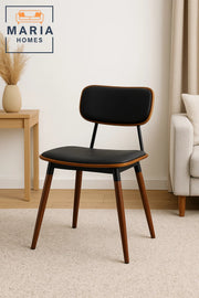 Mid-Century Modern Black Cushioned Chair with Wooden Frame Ð Elegant Dining or Office Accent Chair