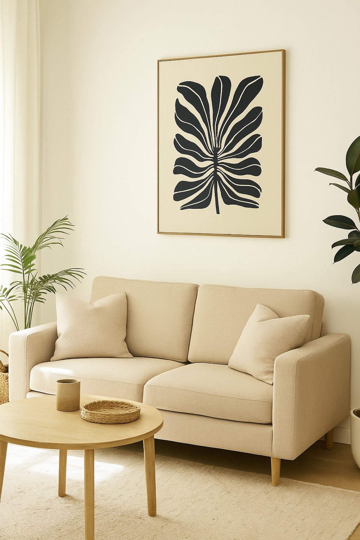 3D Abstract Black Leaf Wall Art with Wooden Frame Ð 120_80 cm