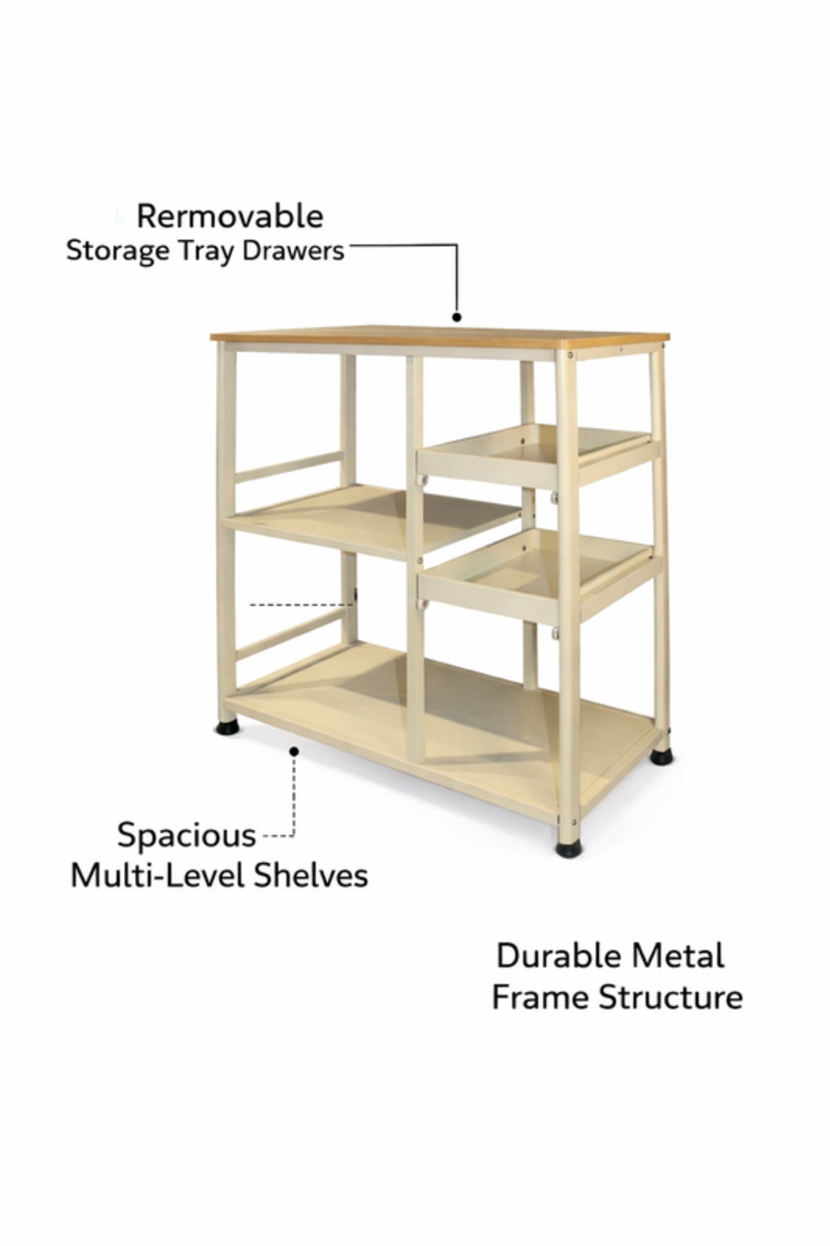 Multi-Tier Storage Shelf with Wheels 80_40_85 cm