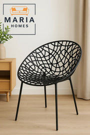 Modern Black Net Style Plastic Chair Ð Lightweight Outdoor & Indoor Seating