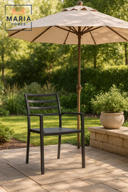 Stylish Black Garden Chair Outdoor Dining Armchair Durable Metal Frame Patio & Balcony Seating