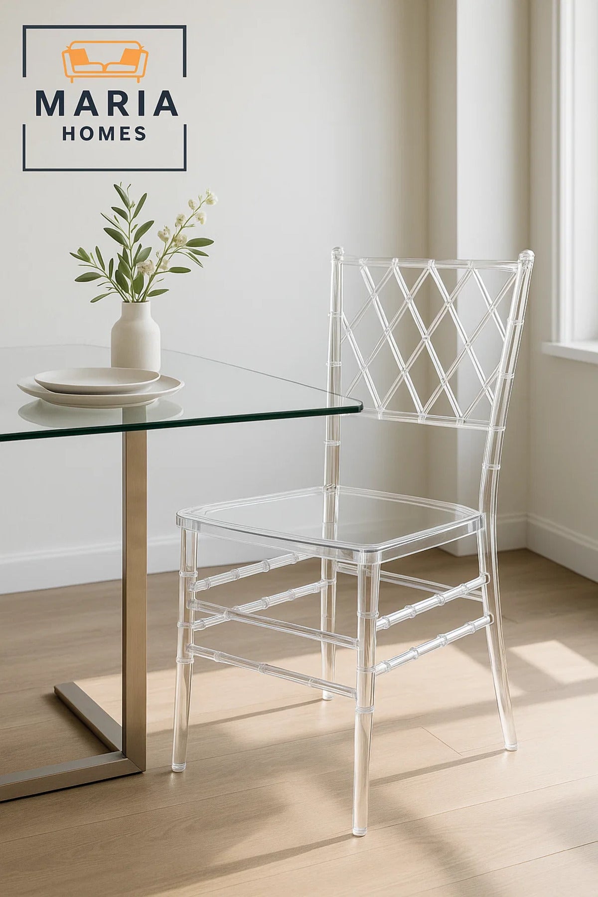 Clear Acrylic Chiavari Chair with Elegant Cross Back Design