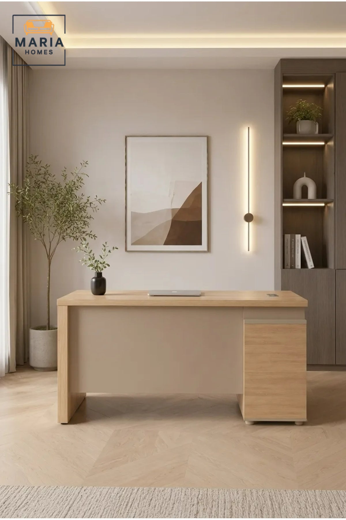 Modern Office Desk with 3 Drawer Pedestal √ê Wooden Executive Computer Workstation Desk