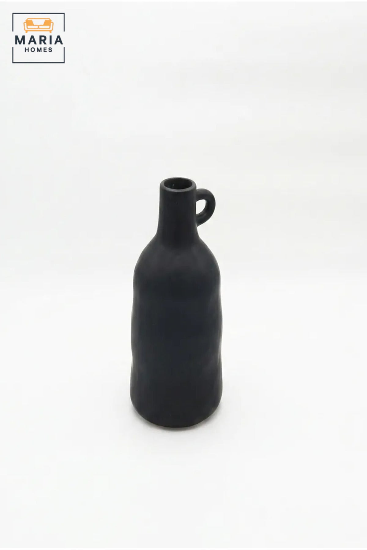 Modern Tall Decorative Flower Vase with Small Handle, Narrow Neck and Sculptural Bottle Shape for Living Room, Bedroom, Office and Console Décor