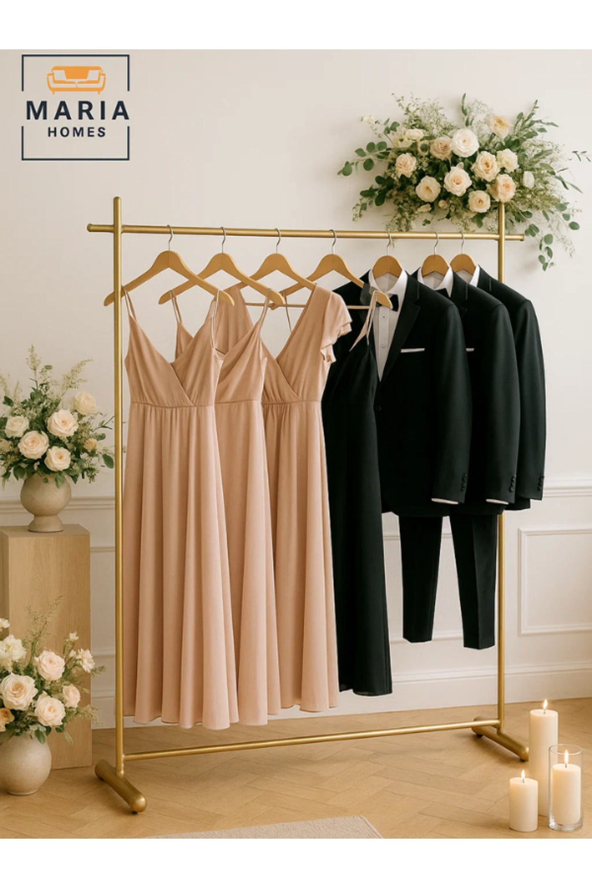 Gold Clothing Rack 178_138 cm Ð Modern Metal Garment Hanger Stand for Clothes & Dresses