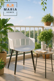 White Plastic Armchair Modern Ergonomic Chair with Ventilated Back for Indoor & Outdoor Use